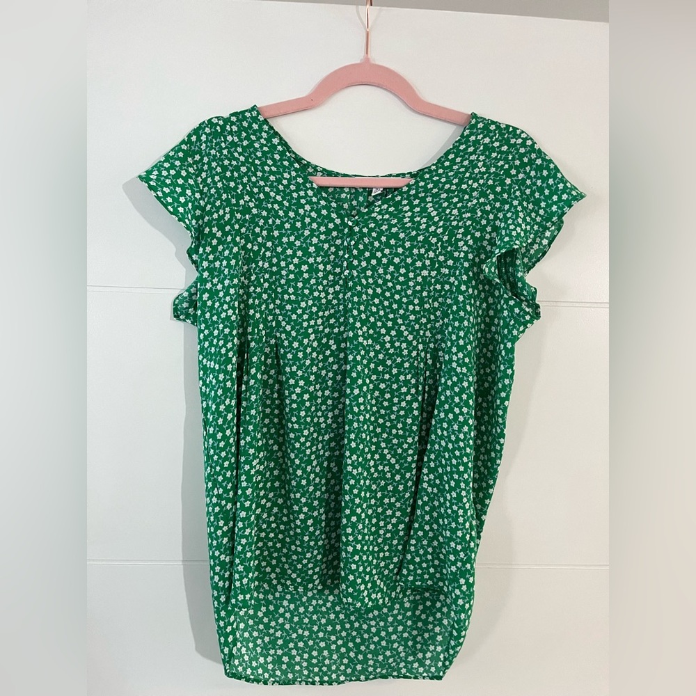 Green Floral Women's Top